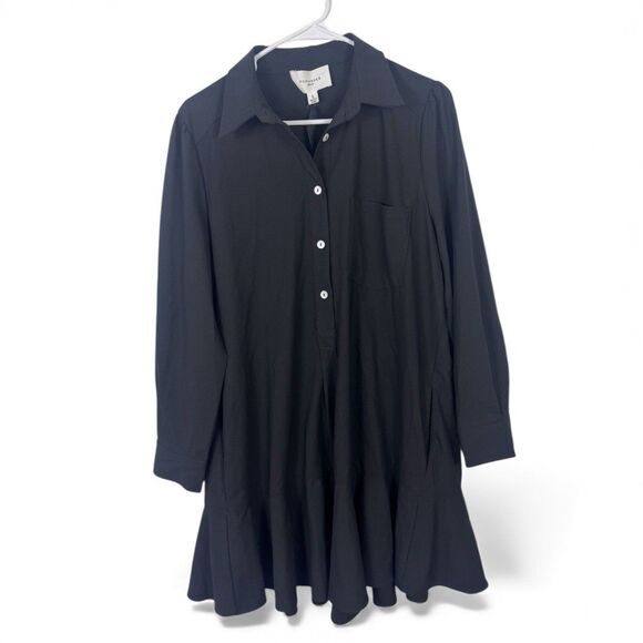 Tuckernuck Pomander Place Callahan Dress Black Crepe Shirt Dress Size L NWT - Picture 2 of 12